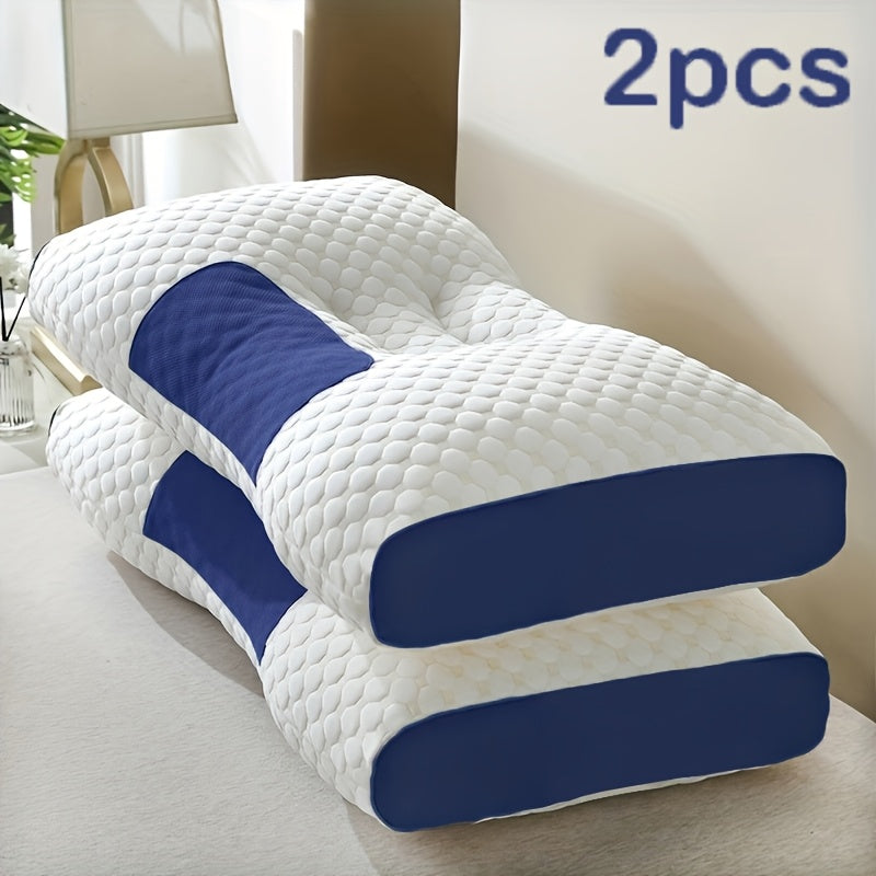 2 Soft Woven Neck Massage Couple Pillows - Buy 1 Get 1 Free, Adjustable Ergonomic Orthotic Profile Support, High Quality Pillow Core, Detachable Pillowcase For Sleeping Comfort