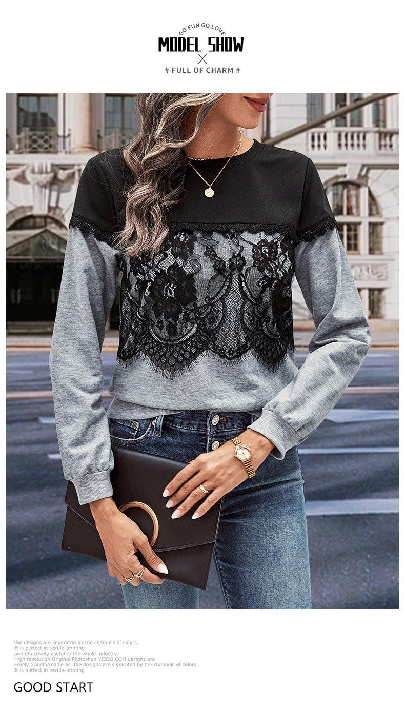 Chic Color-Block Long-Sleeve Sweater for Fall