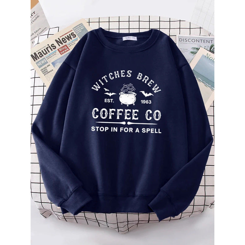 Witches Make Coffee Cute Letter Print Hip Hop Hoodie