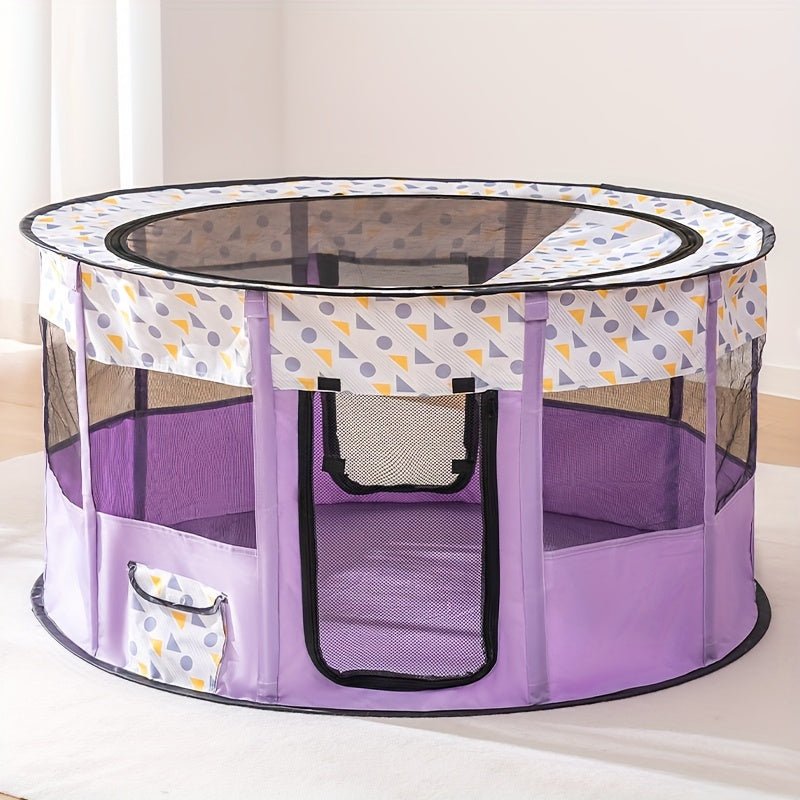 A Round Cage, Portable Foldable Cat And Dog Pet Crate Enclosed Tent For Breeding Boxes Lightweight Ventilated Warm Shelter With Large Space Maternity Nursery Is The Best Christmas Halloween Gift!