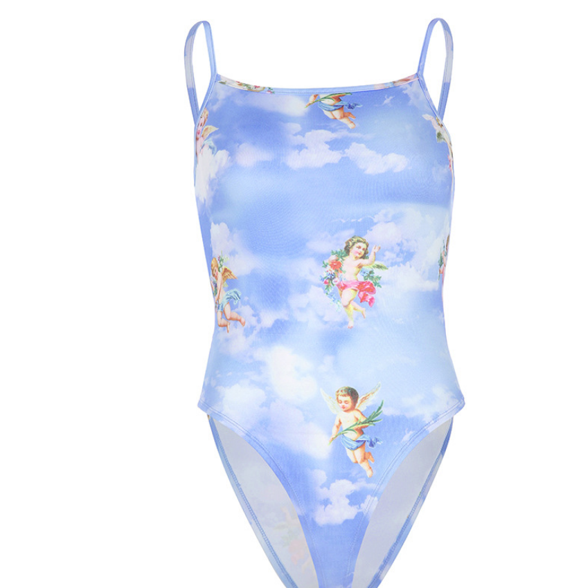Angel Print Sexy Sleeveless Jumpsuit for Nightclub