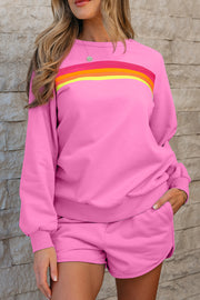 Bonbon – Zweiteiliges Freizeitset mit Pullover und Shorts mit Streifen