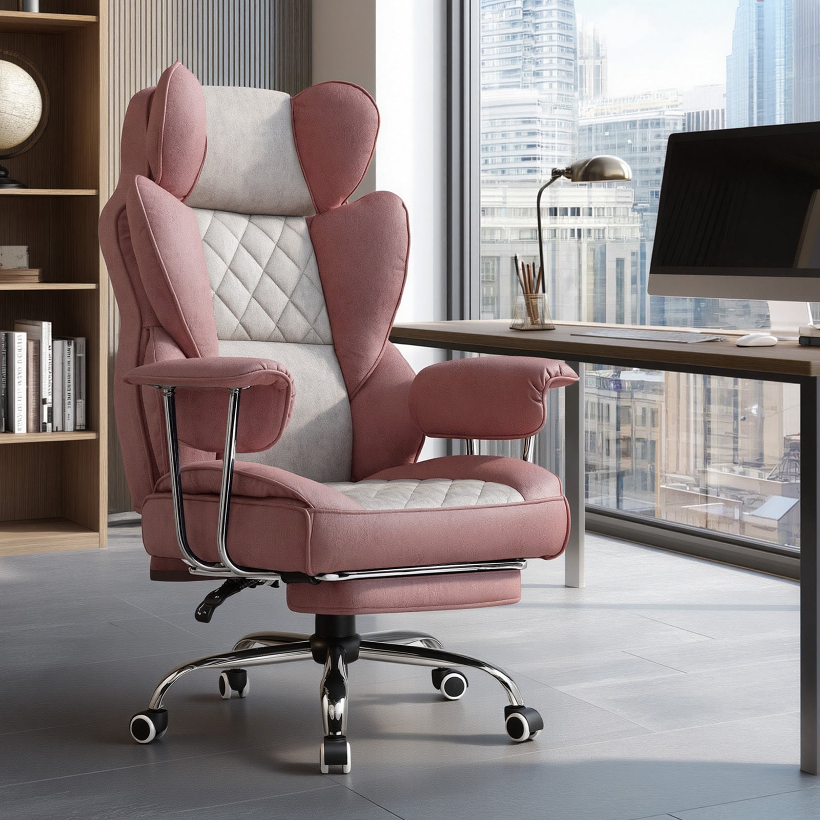 Wide Executive Office Chair with Lumbar Support and Adjustable Height