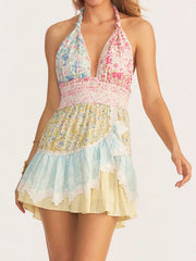 Matching Color Halter Neck Dress