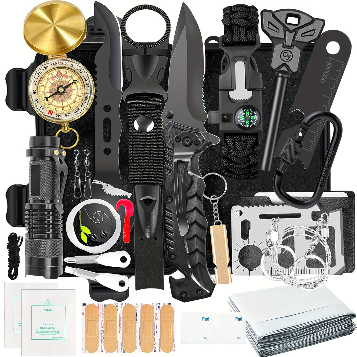 38pcs Ultimate Emergency Survival Kit - All-in-One Portable First Aid, Fire Starter, And Essential Tools For Camping, Hiking, Earthquakes, And Outdoor Adventures - Perfect Gift For Men On Christmas...