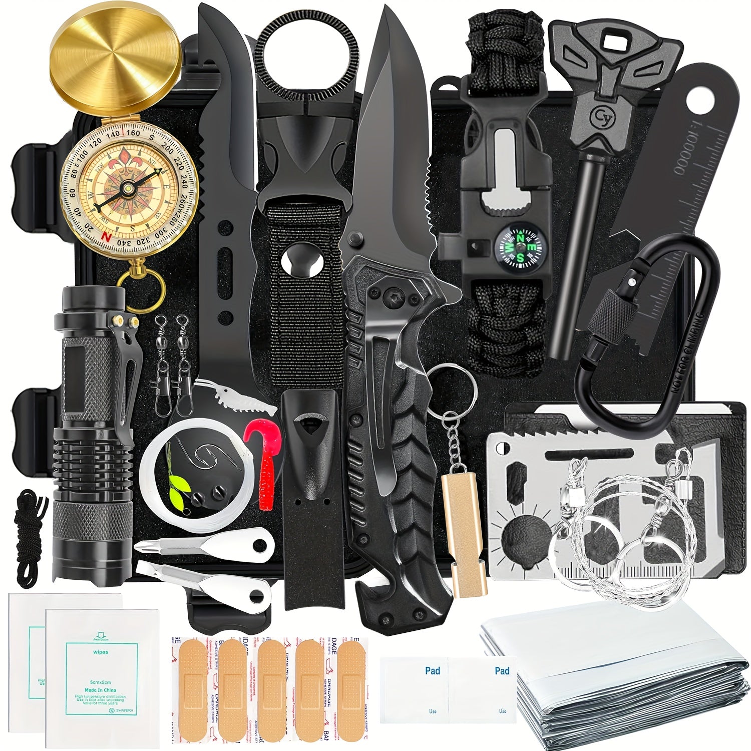 38pcs Ultimate Emergency Survival Kit - All-in-One Portable First Aid, Fire Starter, And Essential Tools For Camping, Hiking, Earthquakes, And Outdoor Adventures - Perfect Gift For Men On Christmas...