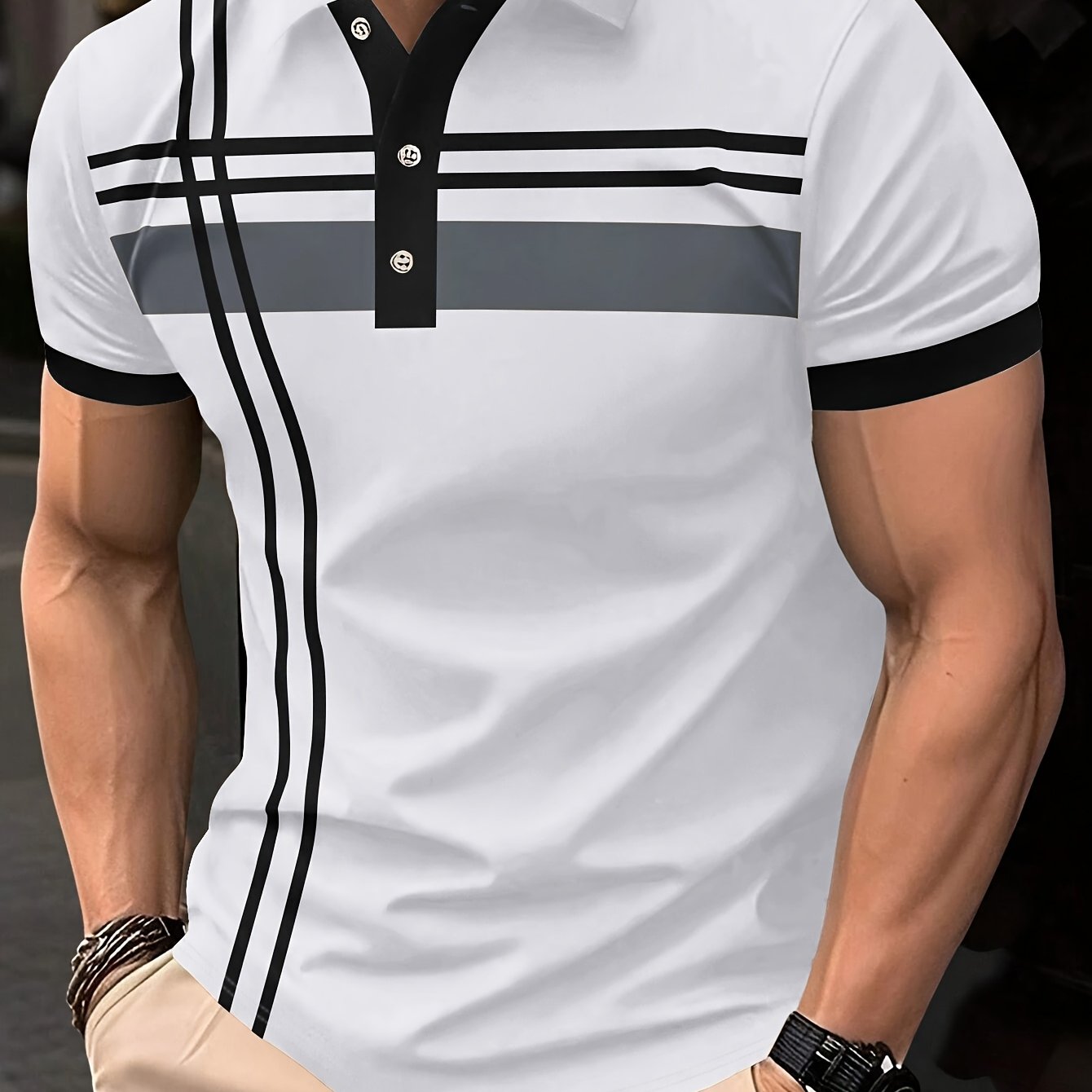 Men's Digital Print Polo Shirt