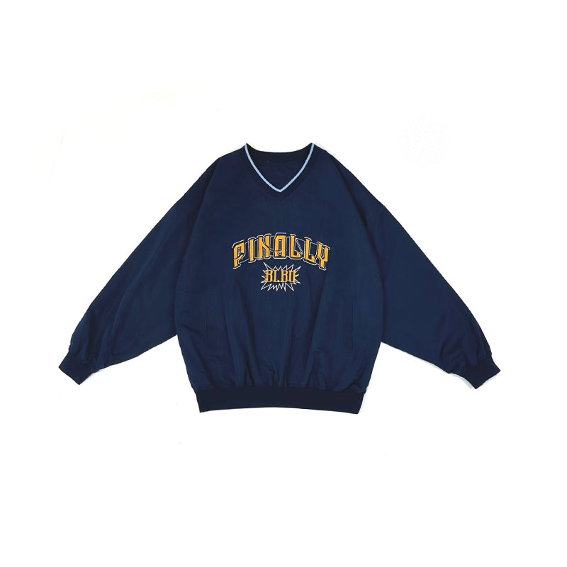 Women's Letter Embroidered V-Neck Pullover Streetwear Hoodie