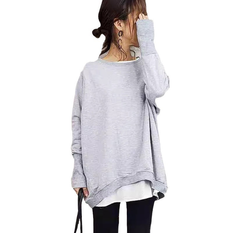 Cozy Oversized Cotton Pullover Women's Solid Color Sweater