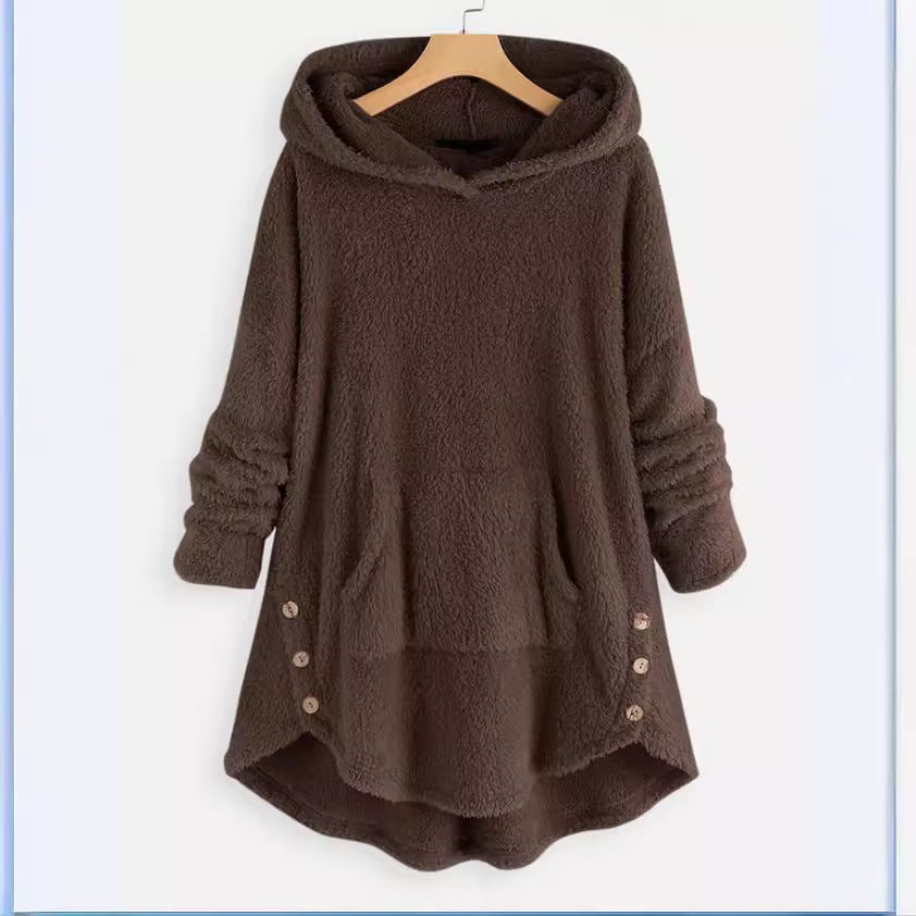 Women's Double-Sided Fleece Hooded Pullover Sweater