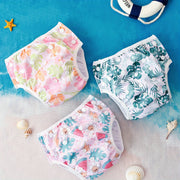 3-Piece Whimsical Swim Diaper Set with Starfish, Fish, and Bubble Patterns