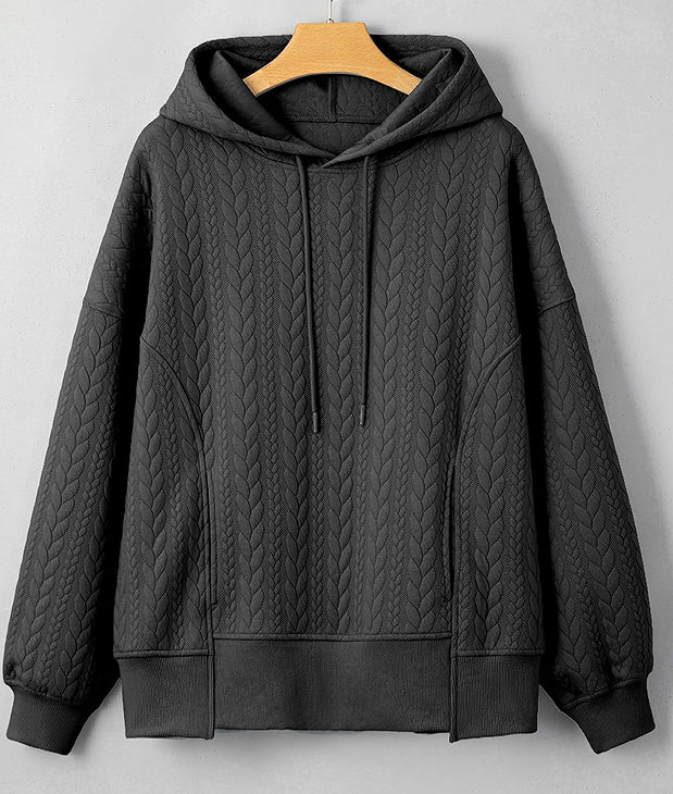 Casual Twist Texture Solid Color Women's Hoodie Sweater