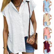 Solid-color Single-breasted Lapel Shirt Sleeveless Loose-fitting Top