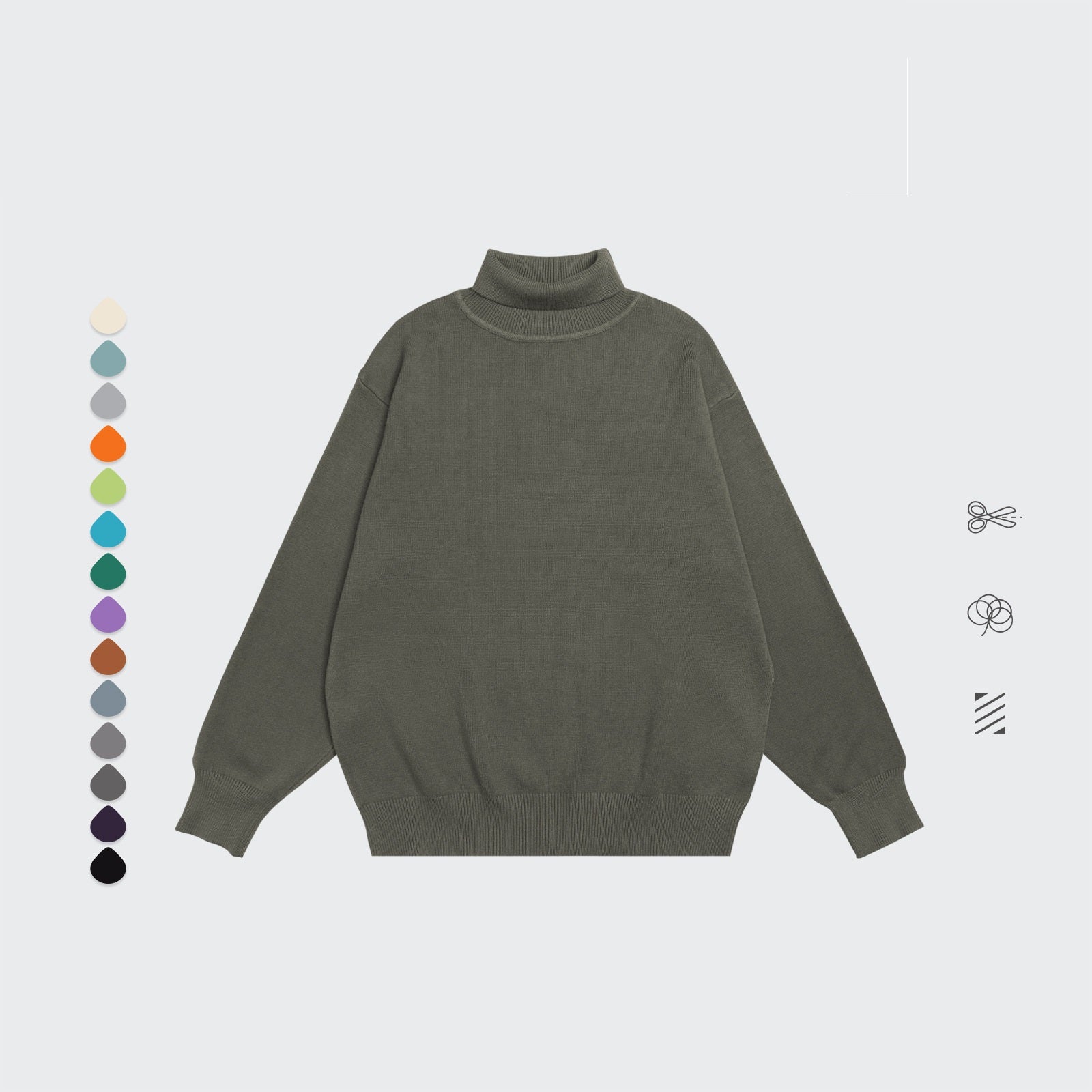 Core Spun Loose High Neck Sweater Solid Color Knitwear