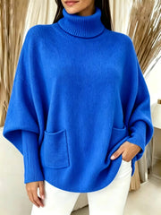 Fashionable Solid-color Long-sleeve Turtleneck Sweater for Women