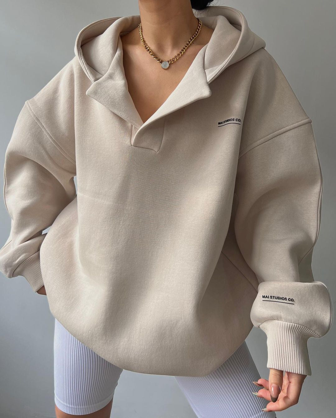 Fleece-Lined Printed Long-Sleeve Hooded Sweatshirt