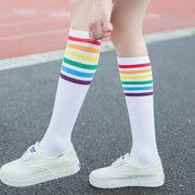 Rainbow Knee High Cotton Socks for Women