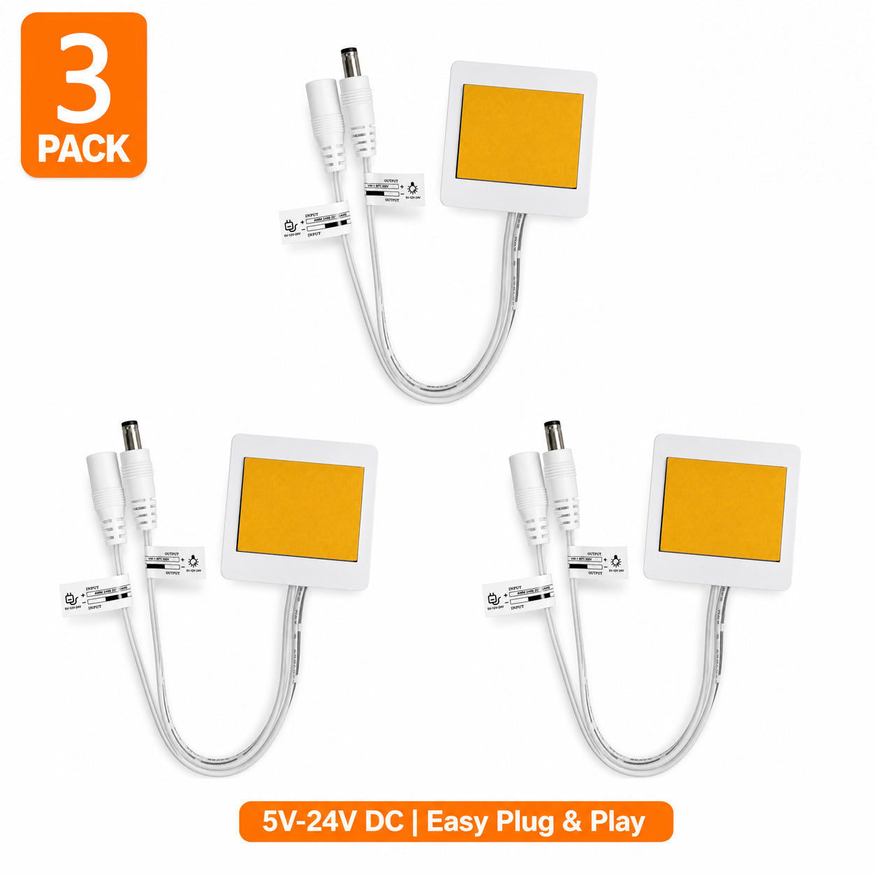 Smart LED Mirror Touch Sensor Dimmer Switch, 5‑24 V Adjustable Brightness, Pack of 3 or 5, for Bathroom and Vanity Mirrors