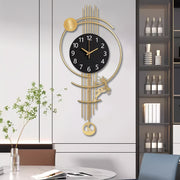 Large Silent Wall Clock With Japanese Quartz Movement - Nautical Theme, Wood & Metal Retro Modern Design, AA Battery Operated (Not Included), Digital Display For Living Room, Kitchen, Office Decor, Clock Wall Decor, Metallic Finish