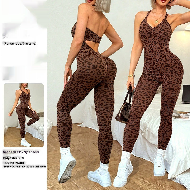 Leopard Print Yoga Bodysuit For Outerwear Womens One Piece Fitness And Workout Outfit