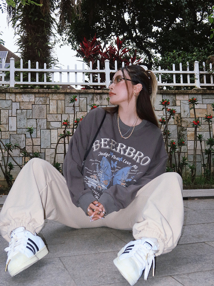 Retro Butterfly Embroidered Pullover Sweater