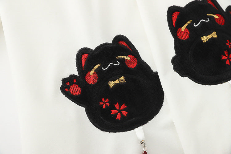 Japanese Preppy Cartoon Embroidered Loose Cotton Sweater