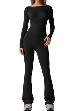 Women's Solid Color Long Sleeve Slim Jumpsuit
