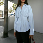Elegant And Fashionable Pleated Poplin Blouse For Women