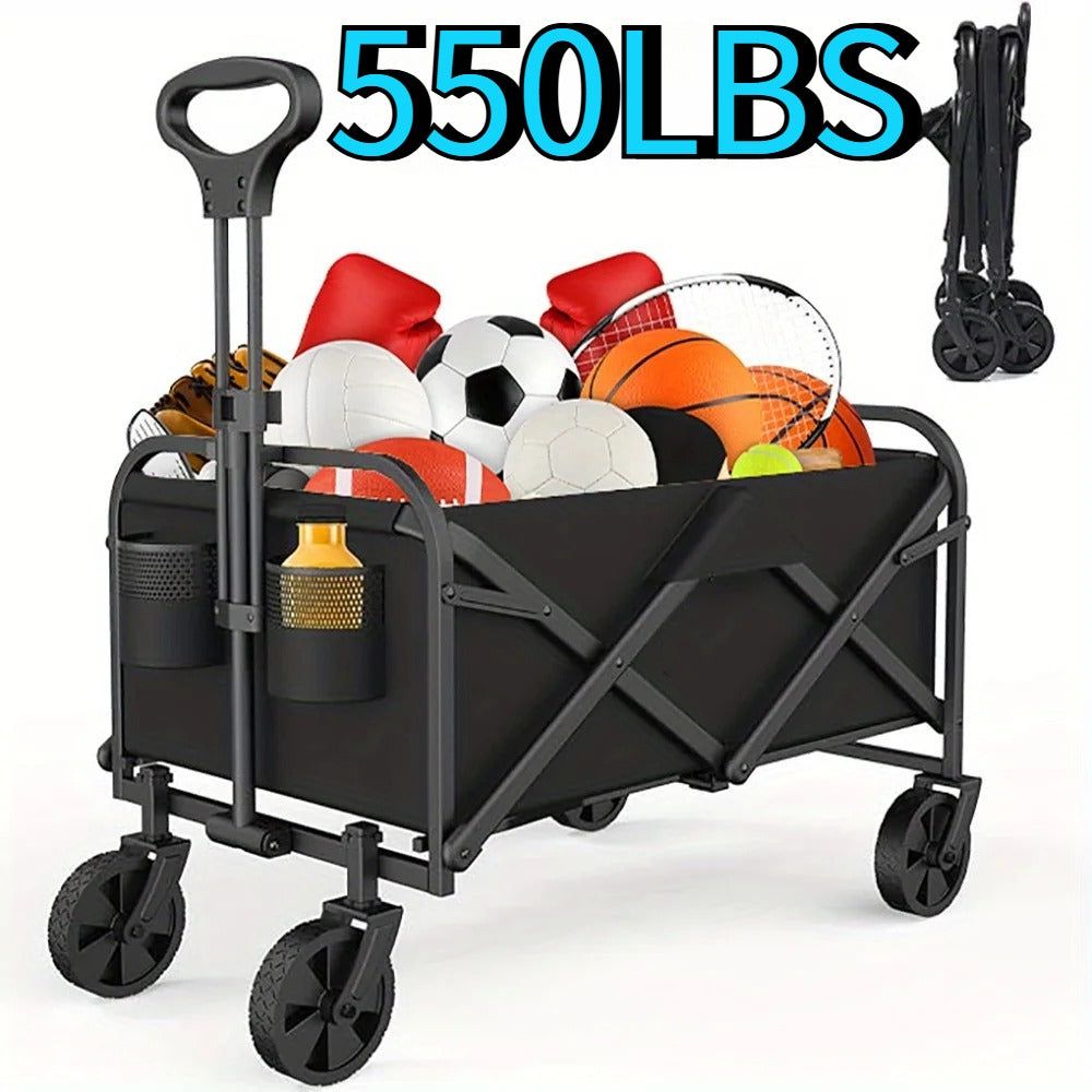 680LBS/550LBS/350LBS Christmas Sports Equipment Transporter, Folding Cart with Fully Portable Tires, Strong Load Capacity, Heavy Duty Multi-Purpose Cart with Transport Rack, Suitable for Beach, Garden