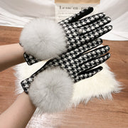 Warm Fox Fur Finger Gloves for Women