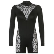 Women's Mesh Patchwork Romper Breathable Jumpsuit