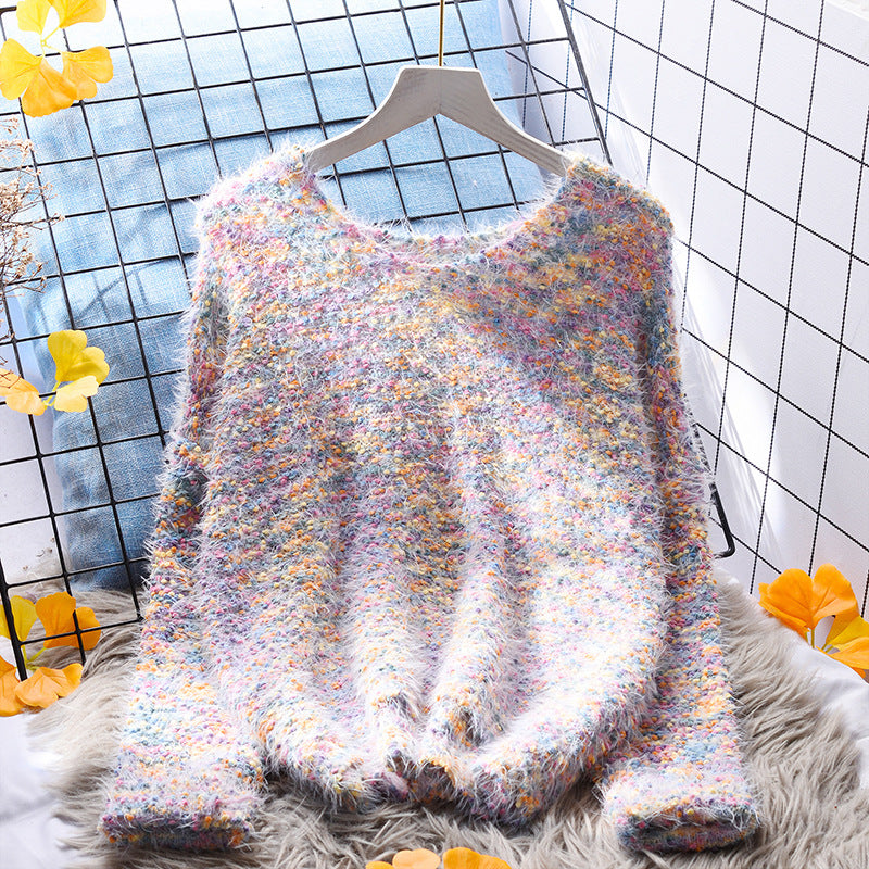 Versatile Long Sleeve Loose Color Pullover