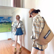 Womens Retro Long-Sleeve Plaid Shirt Top