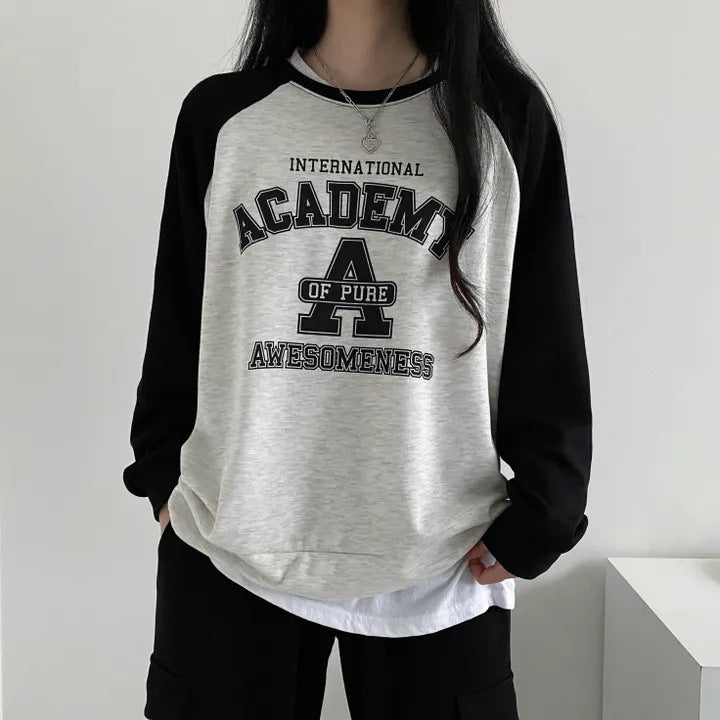 Korean Style Fleece-Lined Patchwork Women's Sweater