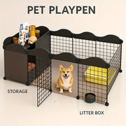 Luxury Small Dog Playpen With Private Toilet Area & Soft Cushioned Bed - Portable Puppy Pen With Removable Tray, Expandable Crate For Pomeranian, Chihuahua, Shih Tzu - Ideal Gift For Indoor/ Use,