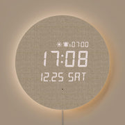 Full Moon LED Silent Wooden Digital Wall Clock with Remote Control Backlight Nightlight Digital Wood Wall Clock Sunrise Alarm Melody 5 Level Brightness Modern Decorative Office Livingroom