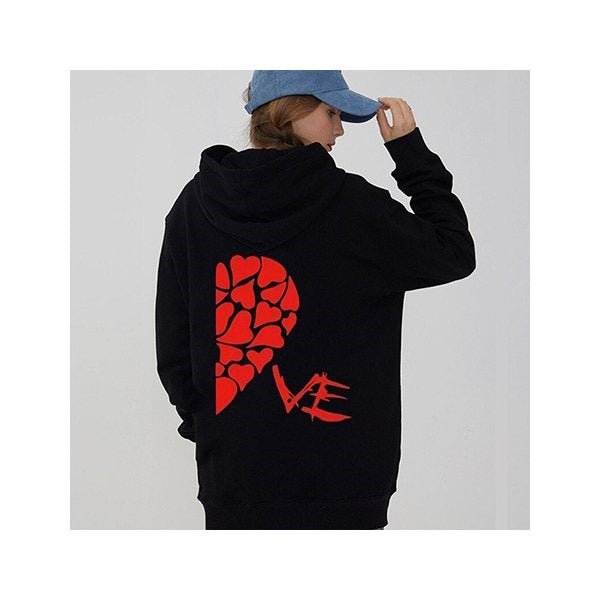 Cozy Heart Print Drop-Shoulder Fleece Sweatshirt