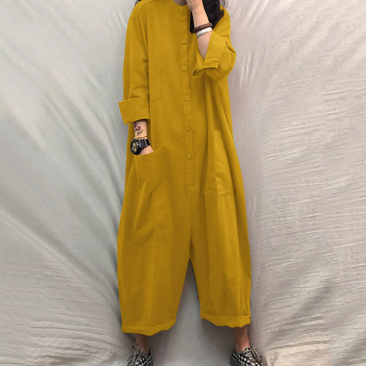 Plus Size Multi-Pocket Utility Jumpsuit for Women