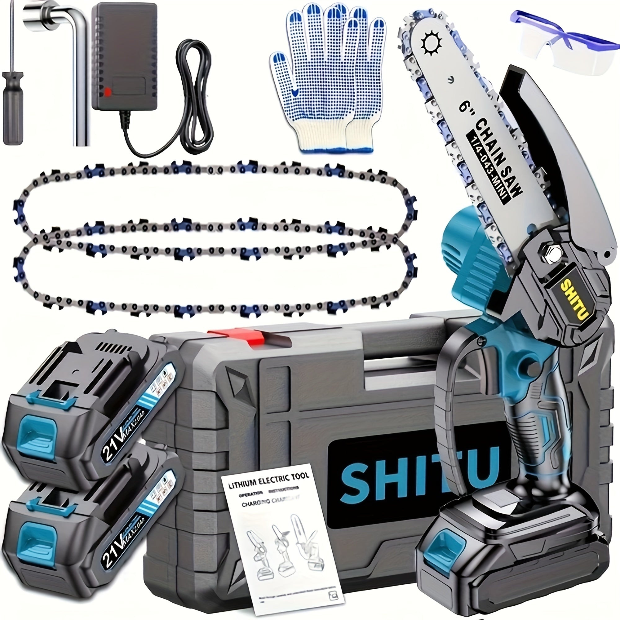 Mini Chainsaw Cordless, Lightweight & Portable Handheld Electric Tree Cutter With Splash Guard, Security Lock, Rechargeable Battery, And Safe Trimming For Quick Cutting Of Tree Branches...