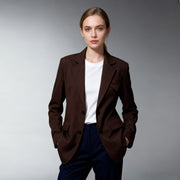 Elegant Korean-Style Commuter Blazer – Loose Fit, Coffee Brown