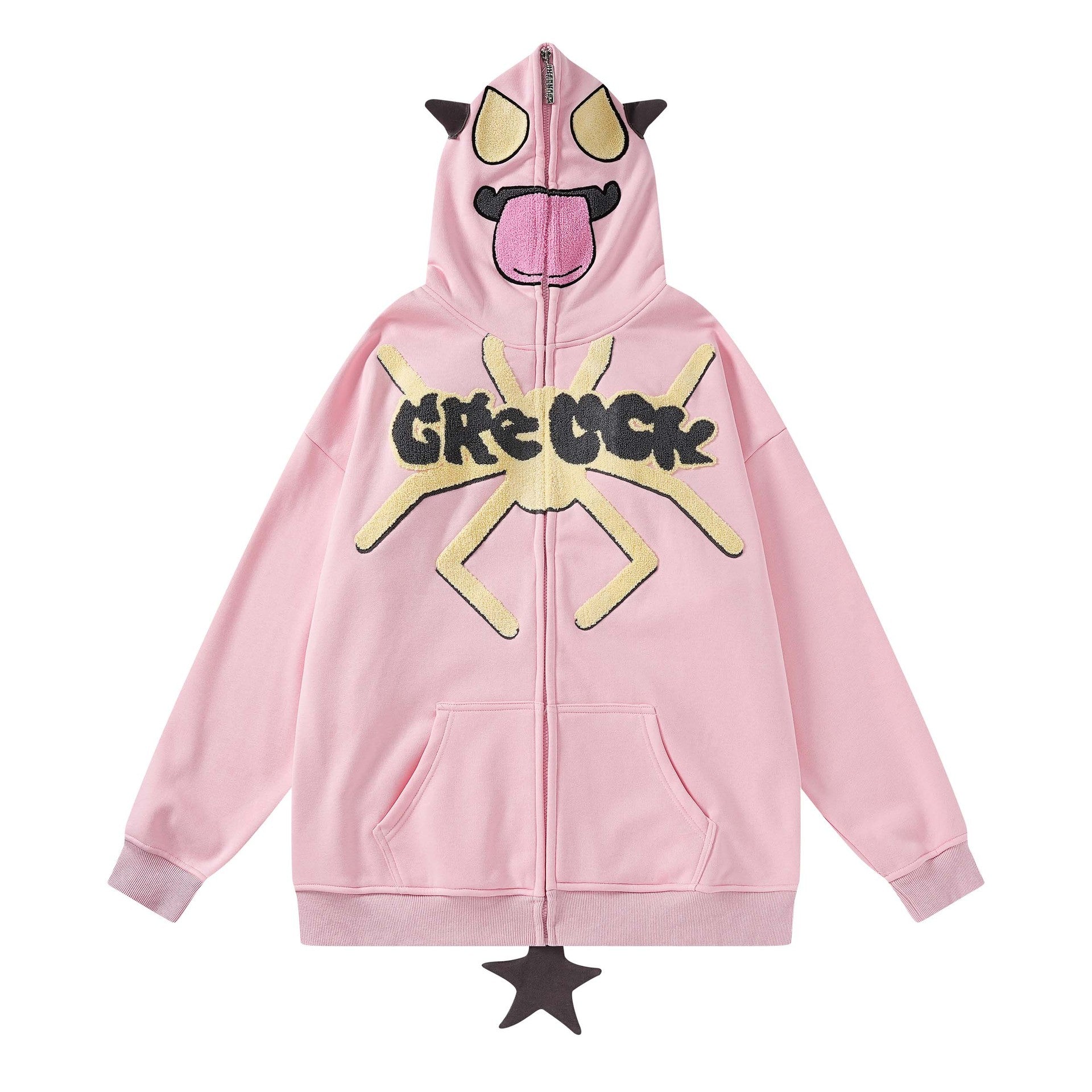 Cute Spider Embroidery Hooded Cardigan Sweater