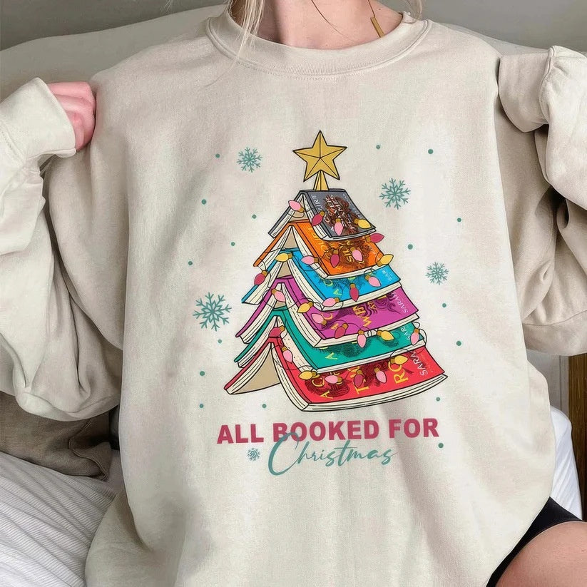 Festive Christmas Letter Print Casual Round Neck Sweater