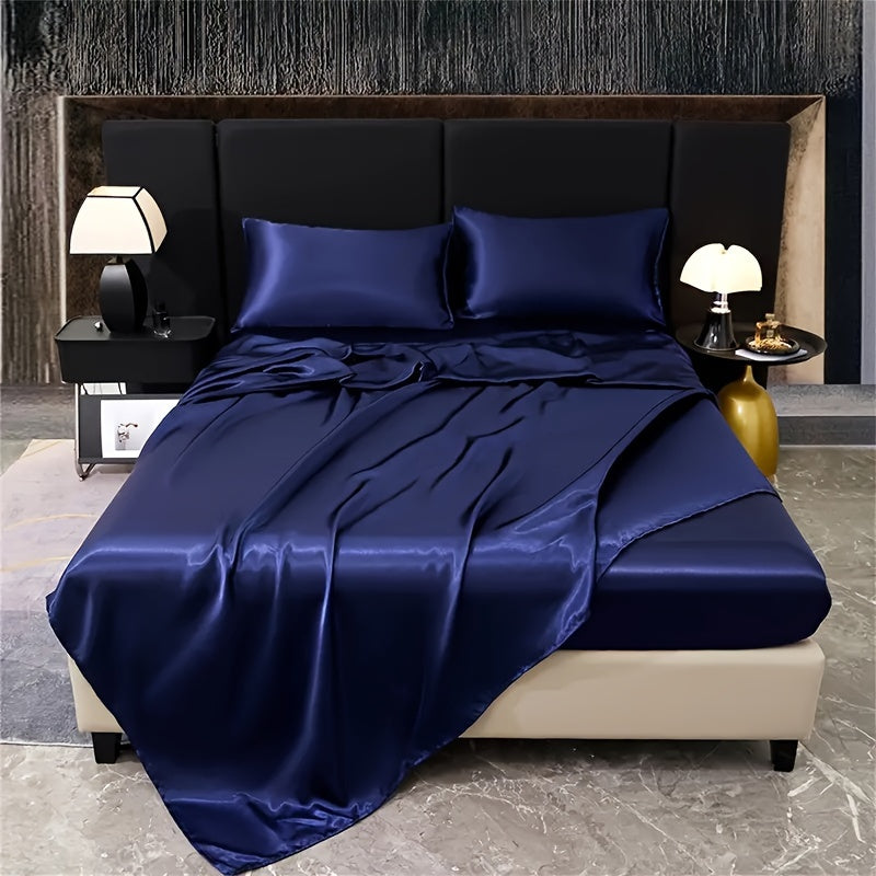 Luxurious 4pcs Light Luxury Silky Colorful Dot Four-piece Set With 1 Fitted Sheet, 1 Sheet, 2 Pillowcases, Suitable For Home Bedrooms, Guest Rooms And Hotels. It Is Of High Quality, Comfortable And Du