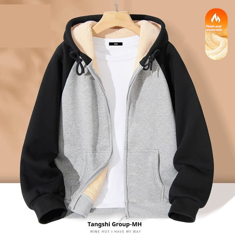 Cozy Fleece-Lined Colorblock Casual Women's Cardigan