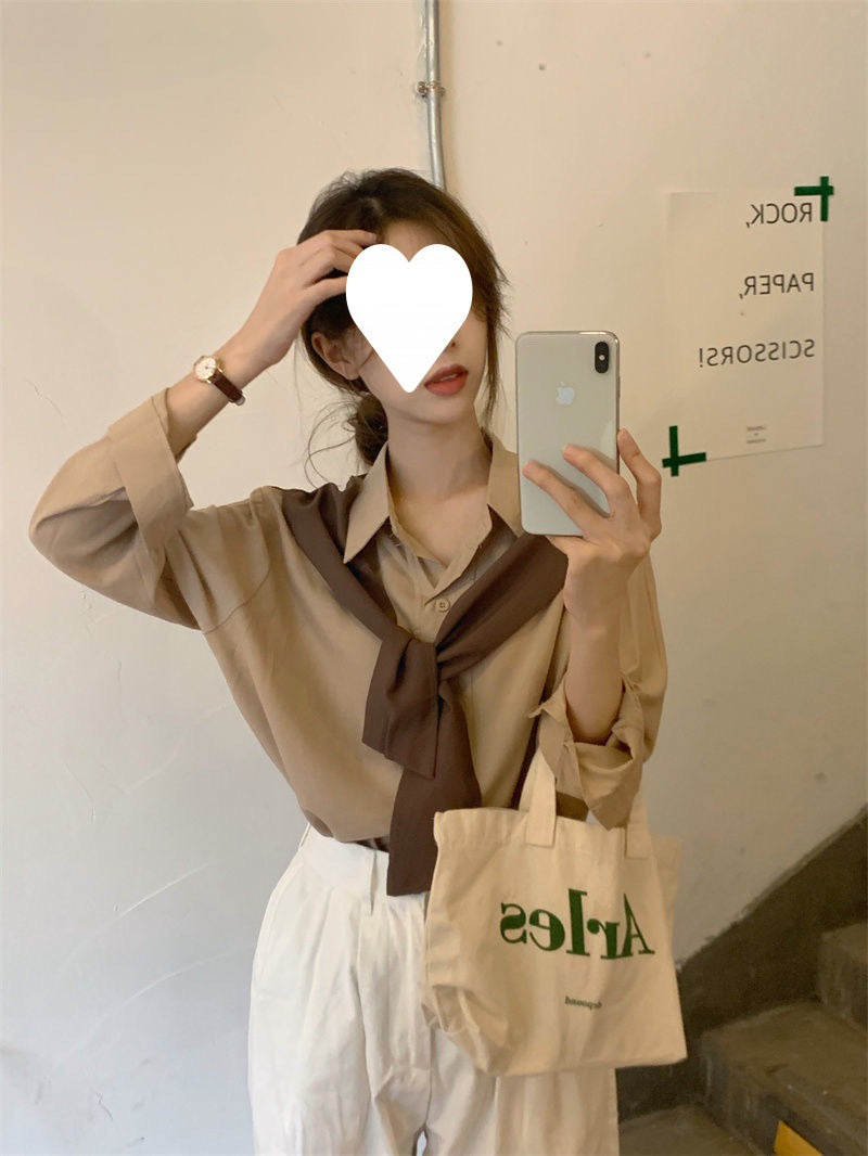 Chic Women's Layered Chiffon Long-Sleeve Shawl Shirt