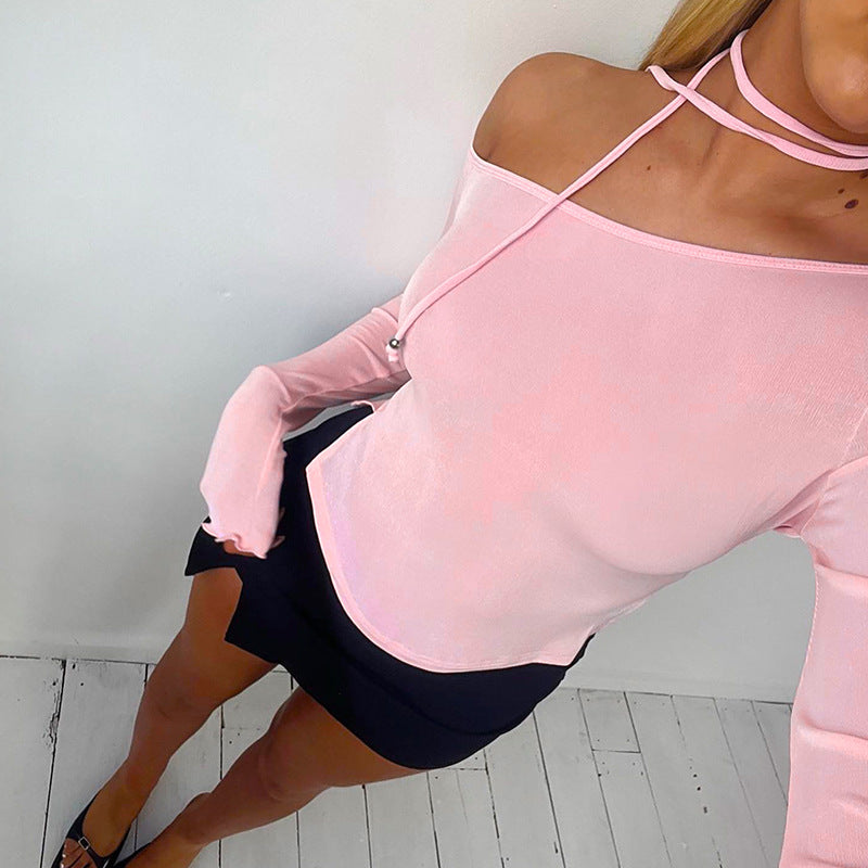 Chic One-Shoulder Slim Fit Long Sleeve Sweatshirt