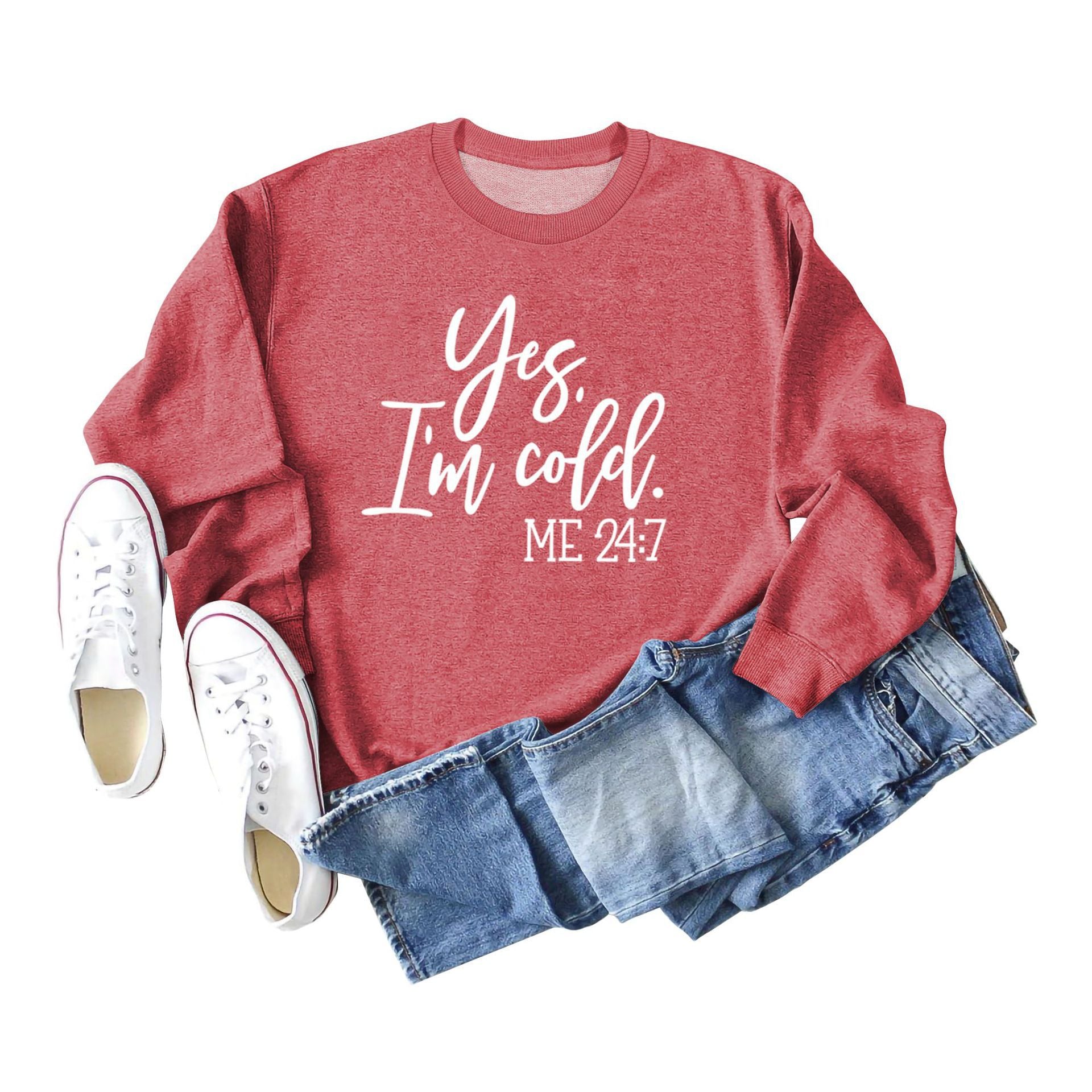 Retro Letter Print Cotton Crew Neck Women's Sweatshirt