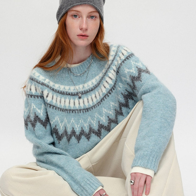 Womens Figure-flattering Thermal Jacquard Top with Set-in Sleeves