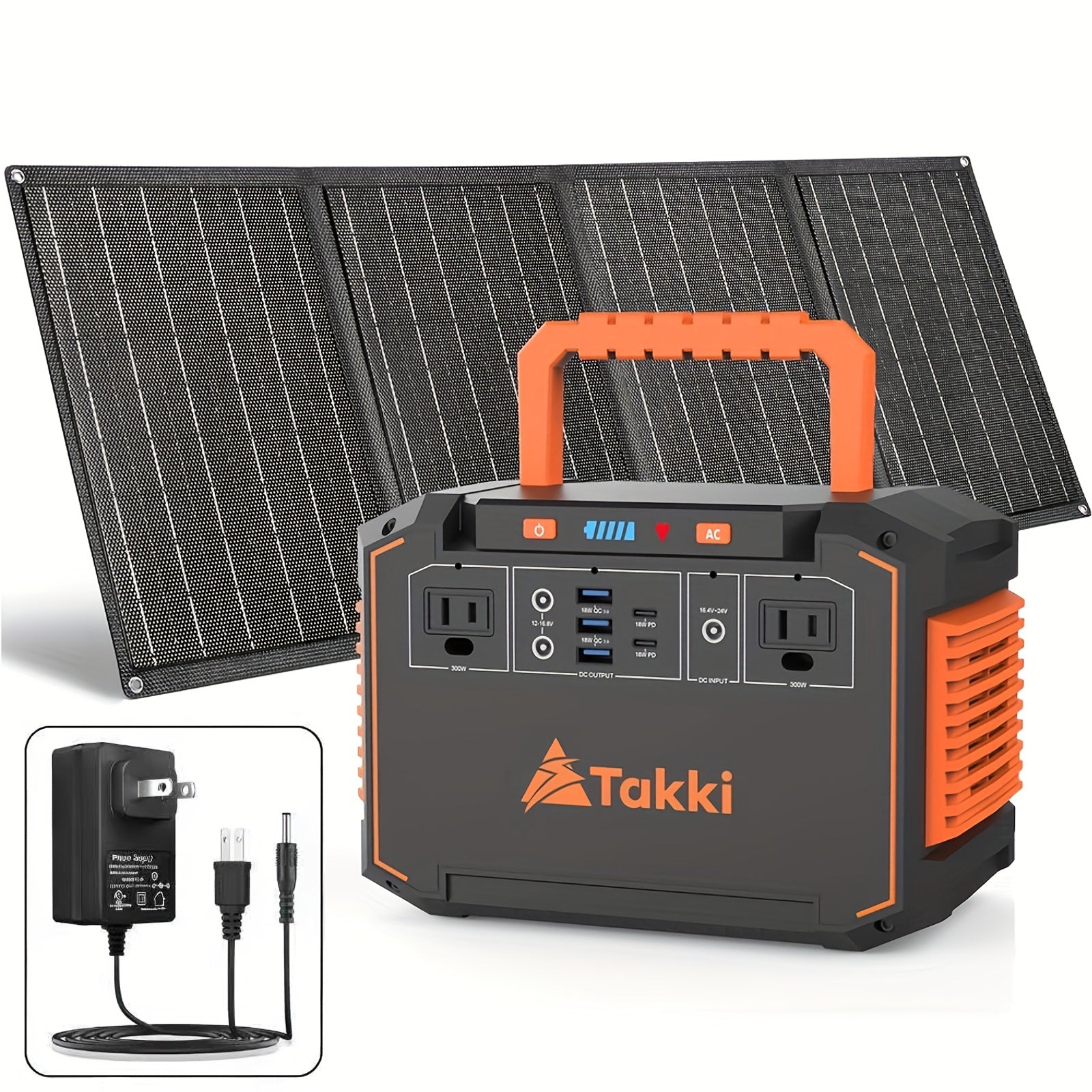 88.8 Wh Portable Solar Power Station with 30 W Solar Panel, 24000 mAh Battery, AC/DC/USB Outputs