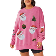 Women's Christmas Sequined Loose Casual Long Sleeve Sweater